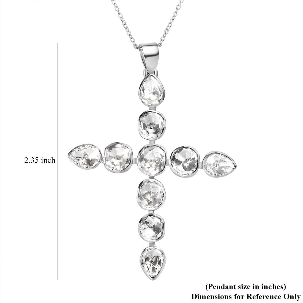 D'Joy Polki Moissanite 2.75 ctw Cross Pendant Necklace 20 Inches in Rhodium Over Sterling Silver image number 5