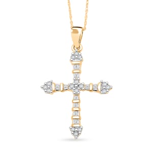 Diamond G-H I3 0.25 ctw Cross Pendant Necklace in 10K Yellow Gold 18 Inches