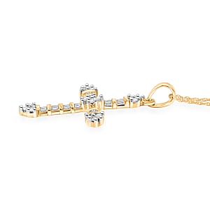 Diamond G-H I3 0.25 ctw Cross Pendant Necklace in 10K Yellow Gold 18 Inches