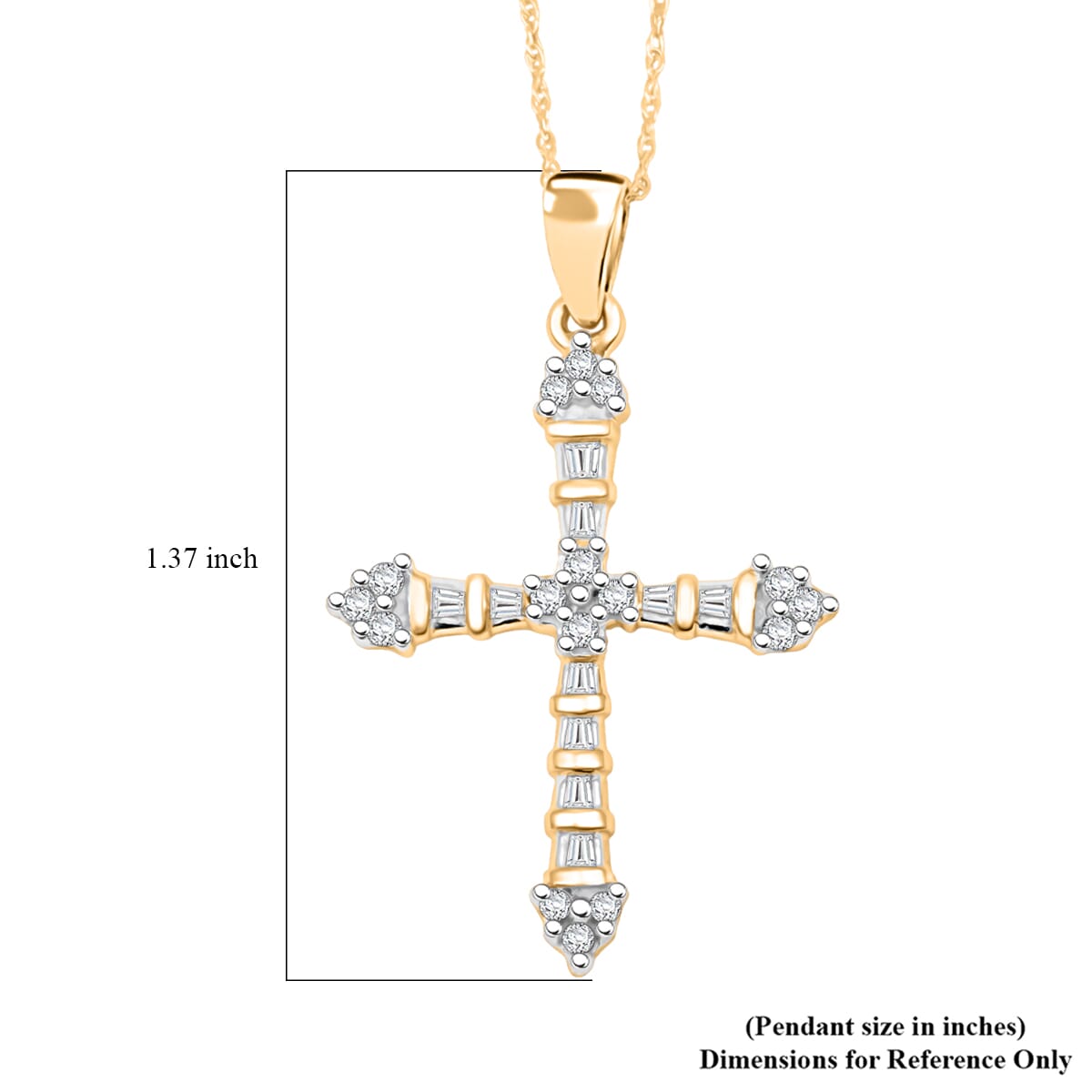 Diamond G-H I3 0.25 ctw Cross Pendant Necklace in 10K Yellow Gold 18 Inches image number 4