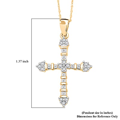Diamond G-H I3 0.25 ctw Cross Pendant Necklace in 10K Yellow Gold 18 Inches
