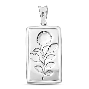 Rose Bar Pendant Necklace in 10K White Gold 2 Grams 20 Inches