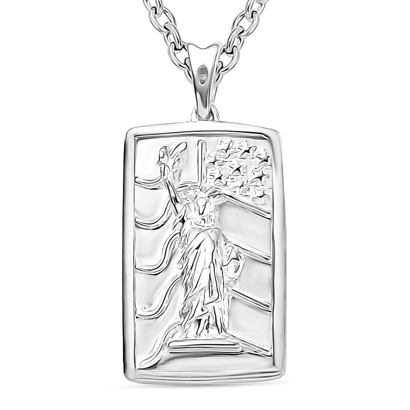 Statue of Liberty Pendant Necklace in 10K White Gold 2 Grams 20 Inches