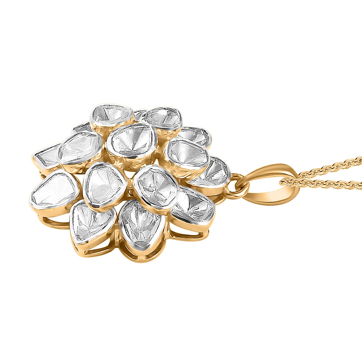D'Joy Polki Moissanite 3.80 ctw Pendant Necklace 20 Inches in 18K Vermeil Yellow Gold Over Sterling Silver  image number 3