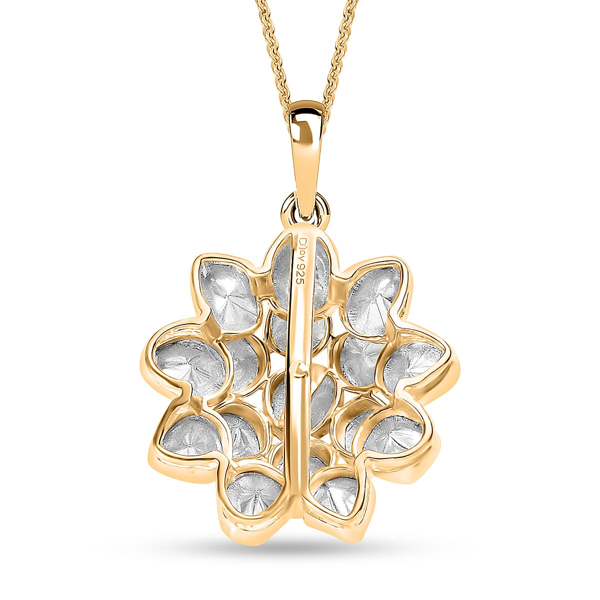 D'Joy Polki Moissanite 3.80 ctw Pendant Necklace 20 Inches in 18K Vermeil Yellow Gold Over Sterling Silver  image number 4