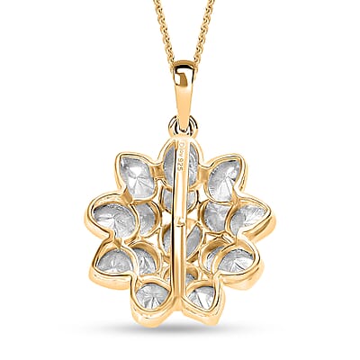 D'Joy Polki Moissanite 3.80 ctw Pendant Necklace 20 Inches in 18K Vermeil Yellow Gold Over Sterling Silver 
