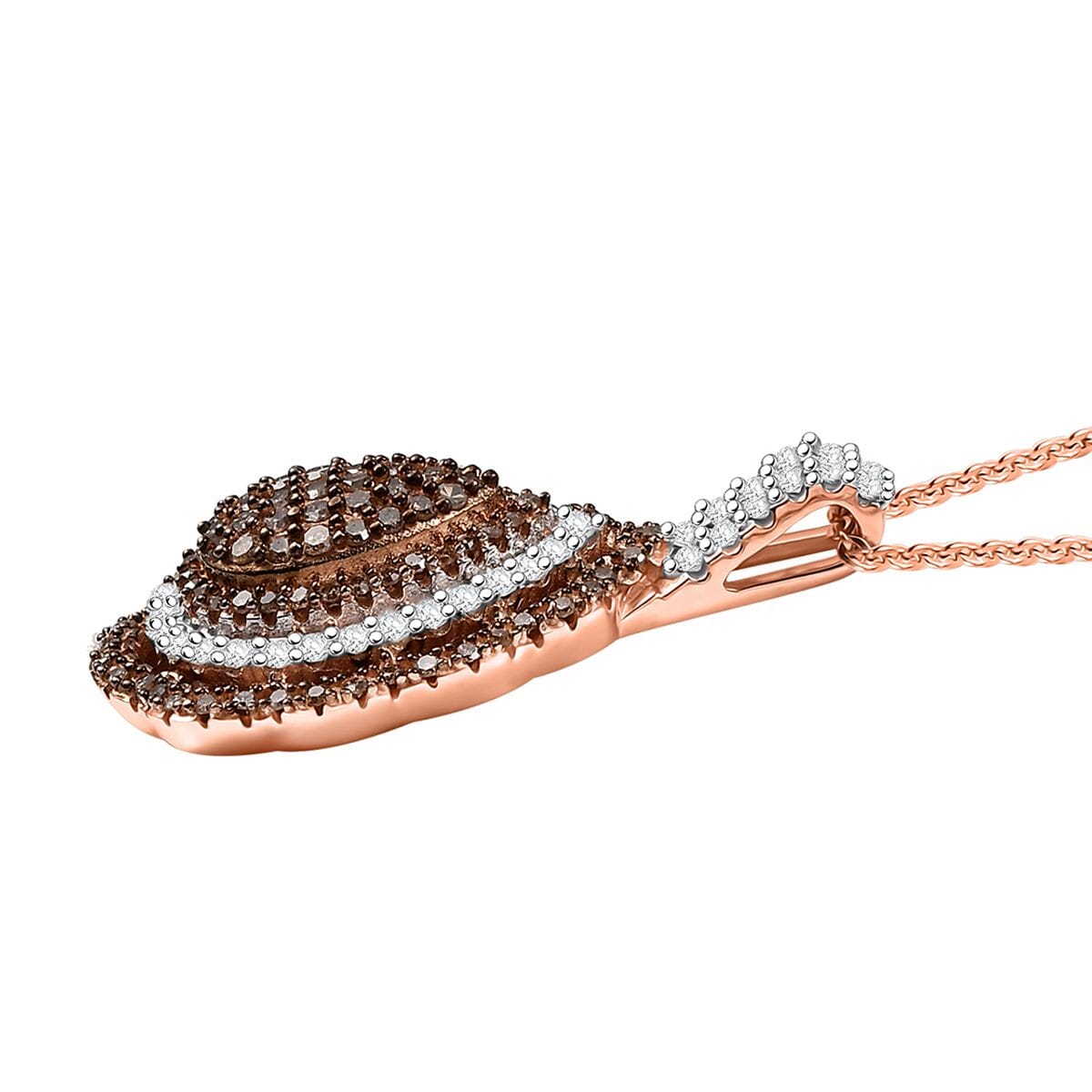 D'Joy Natural Champagne and White Diamond 1.00 ctw Twilight Radiance Pendant Necklace in 18K Vermeil Rose Gold Over Sterling Silver 20 Inches image number 3
