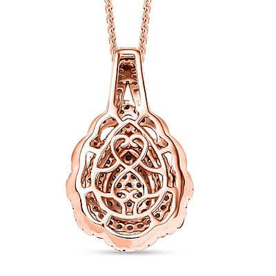 D'Joy Natural Champagne and White Diamond 1.00 ctw Twilight Radiance Pendant Necklace in 18K Vermeil Rose Gold Over Sterling Silver 20 Inches