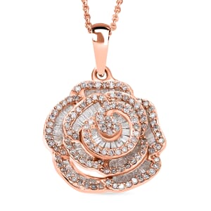 Natural Pink Diamond (I3) 1.00 ctw Pendant Necklace (20 Inches) in 18K Vermeil Rose Gold Over Sterling Silver