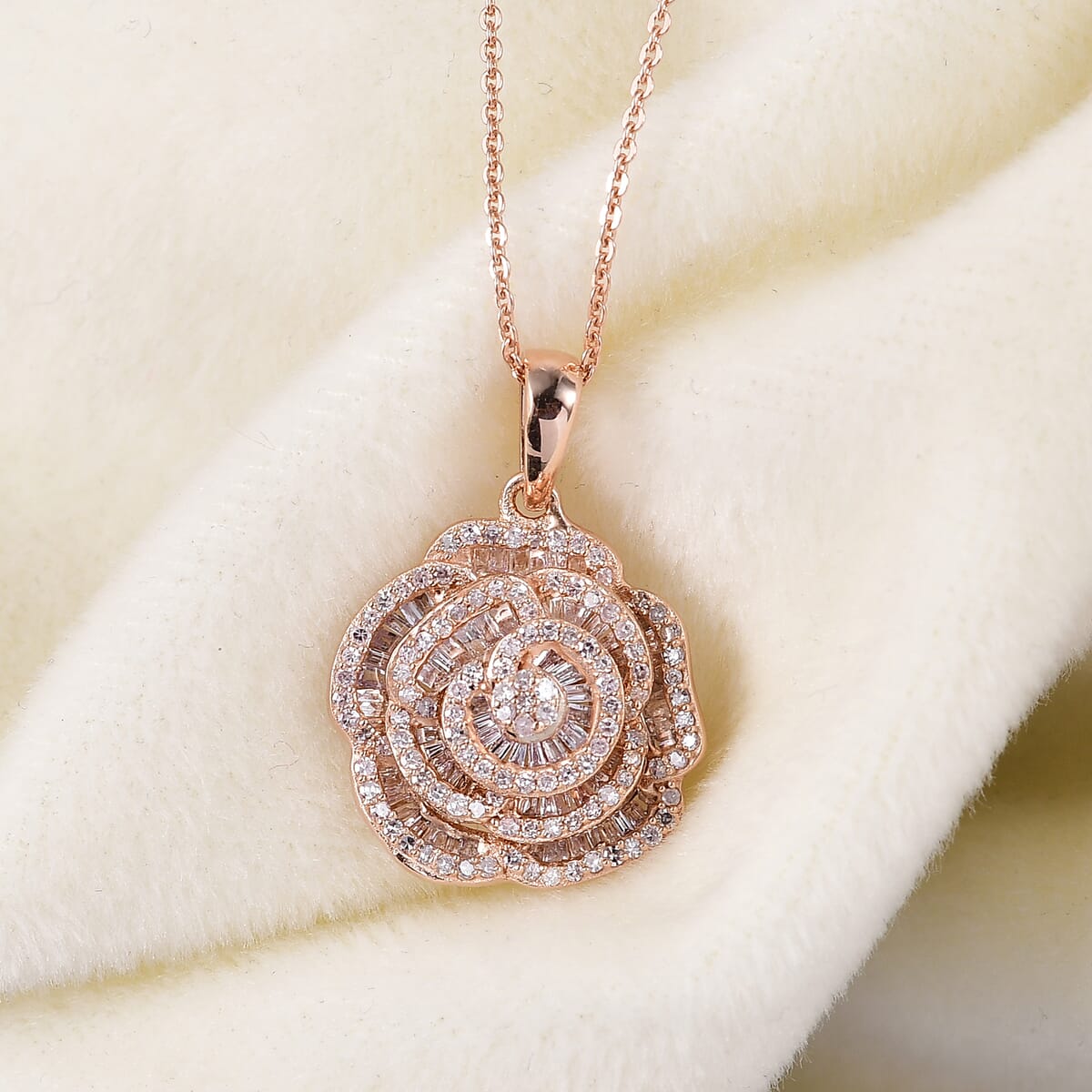 Natural Pink Diamond (I3) 1.00 ctw Pendant Necklace (20 Inches) in 18K Vermeil Rose Gold Over Sterling Silver image number 1