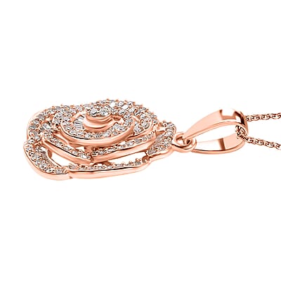 Natural Pink Diamond (I3) 1.00 ctw Pendant Necklace (20 Inches) in 18K Vermeil Rose Gold Over Sterling Silver