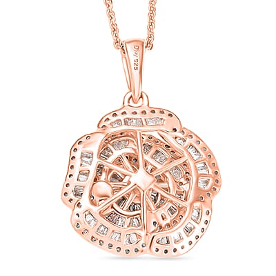 Natural Pink Diamond (I3) 1.00 ctw Pendant Necklace (20 Inches) in 18K Vermeil Rose Gold Over Sterling Silver