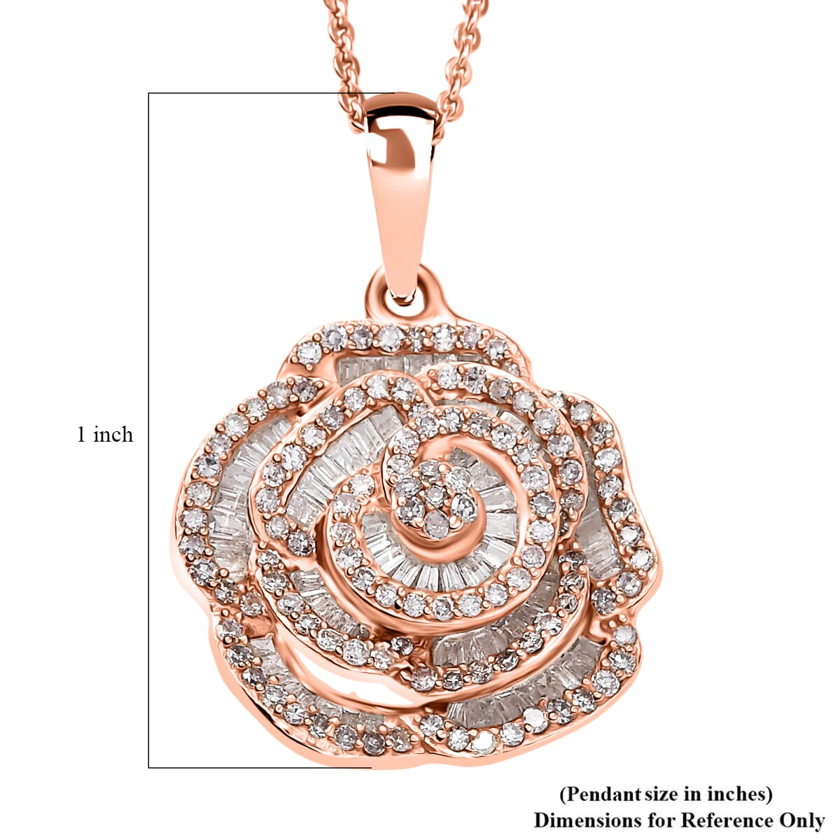 Natural Pink Diamond (I3) 1.00 ctw Pendant Necklace (20 Inches) in 18K Vermeil Rose Gold Over Sterling Silver image number 5