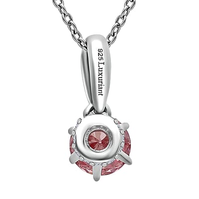 Luxuriant Lab Grown Pink Diamond VS 0.50 ctw Blush Crown Pendant Necklace in Rhodium Over Sterling Silver 20 Inches