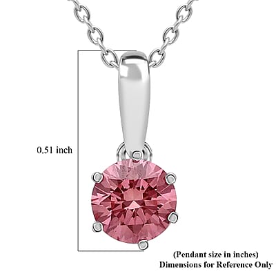 Luxuriant Lab Grown Pink Diamond VS 0.50 ctw Blush Crown Pendant Necklace in Rhodium Over Sterling Silver 20 Inches