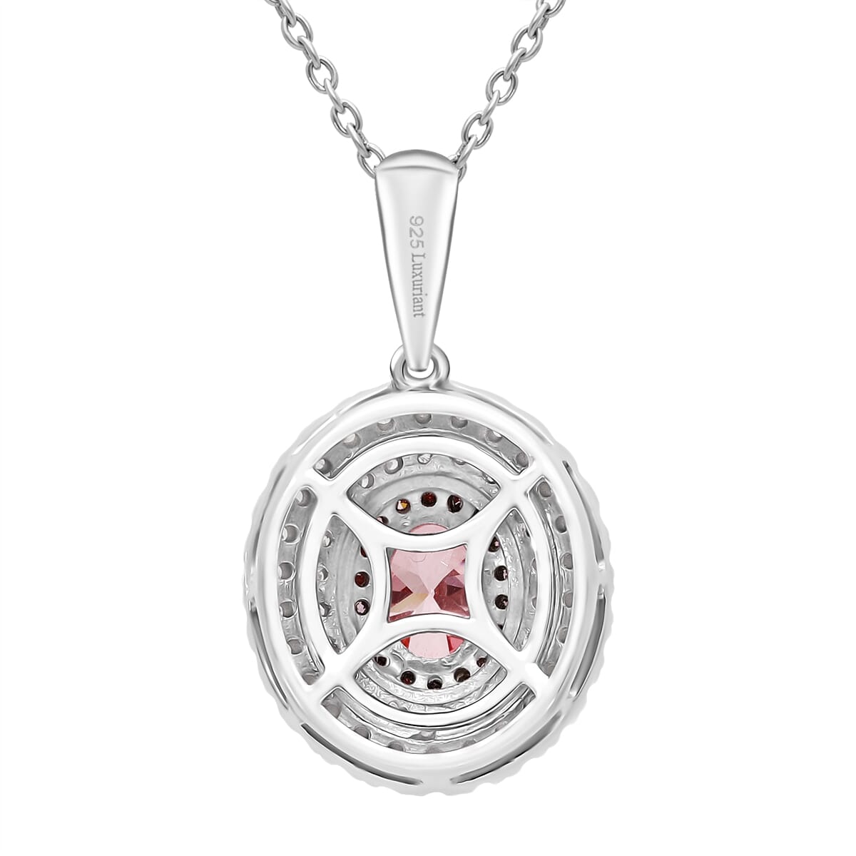 Luxuriant Lab Grown Pink and White Diamond VS 1.00 ctw Rose Radiance Pendant Necklace in Rhodium Over Sterling Silver 20 Inches image number 3