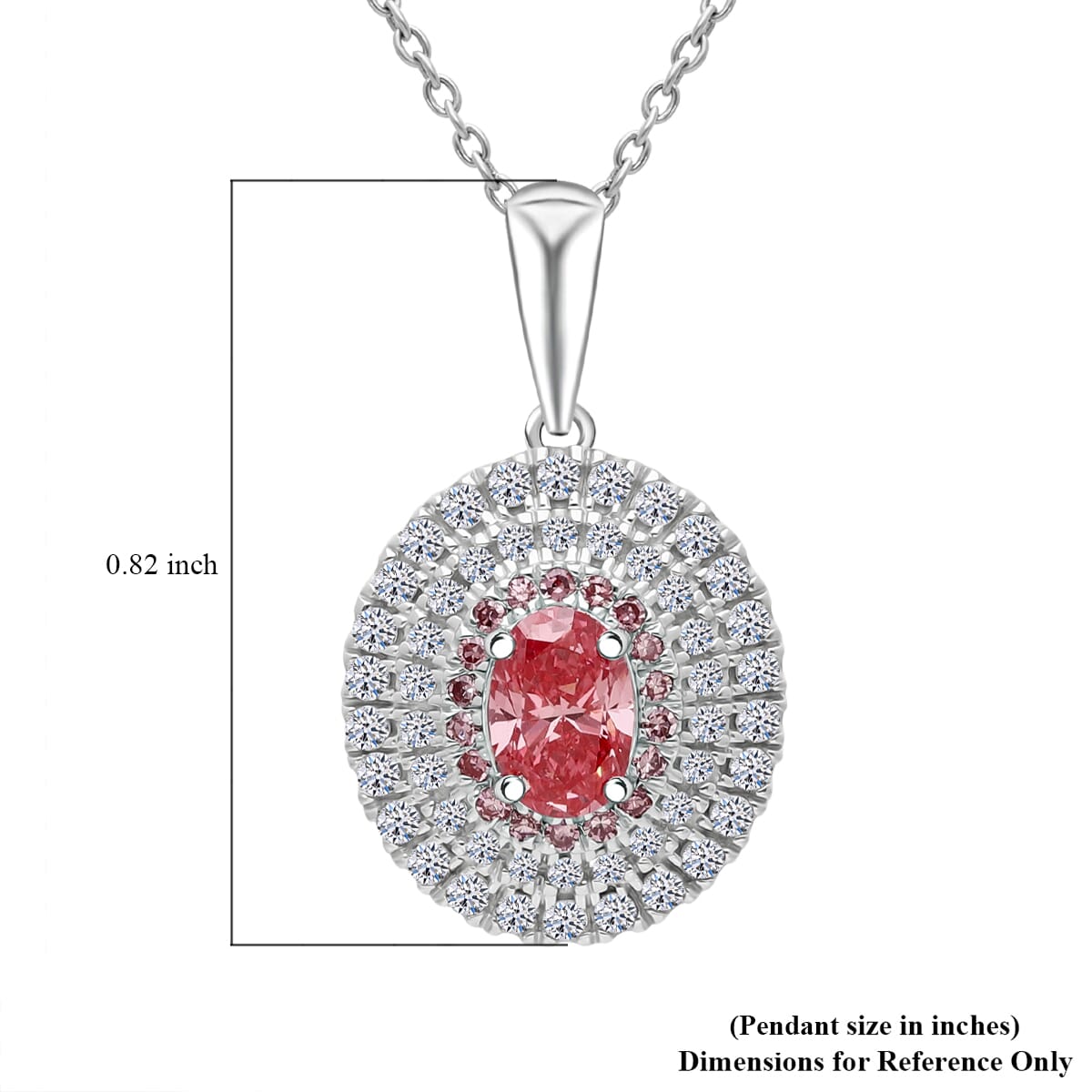 Luxuriant Lab Grown Pink and White Diamond VS 1.00 ctw Rose Radiance Pendant Necklace in Rhodium Over Sterling Silver 20 Inches image number 4