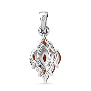 Fire Opal 1.16 ctw Ring (Size 10) and Pendant in Rhodium Over Sterling Silver