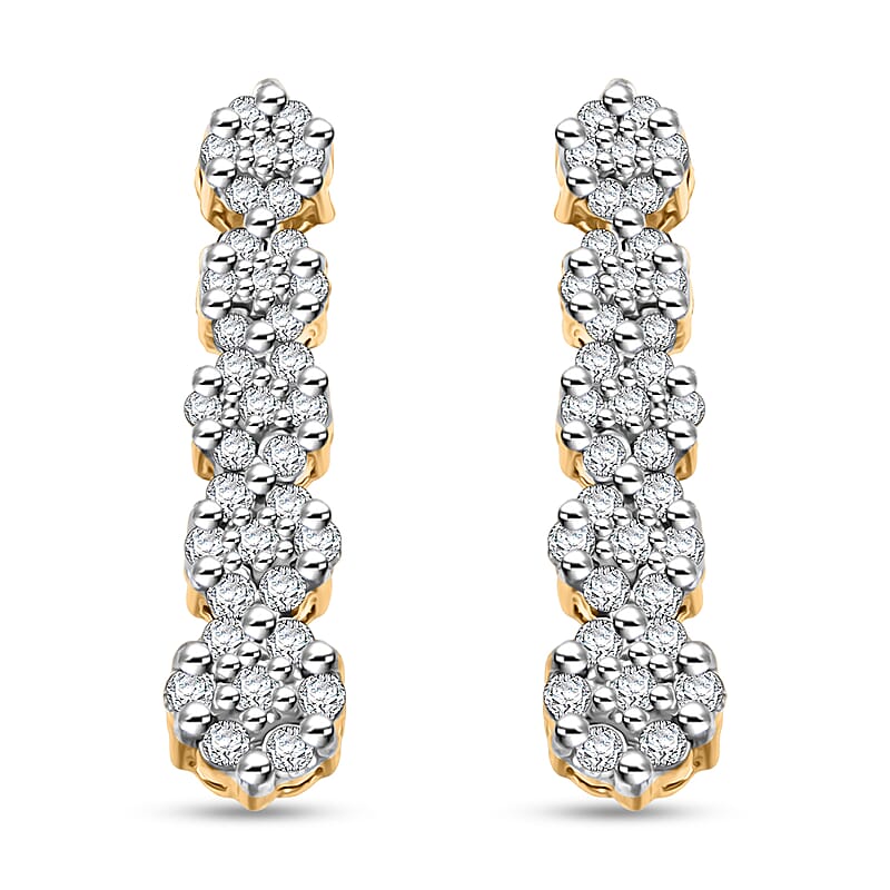 Diamond 0.50 ctw Earrings and Pendant Necklace in 14K Yellow Gold Over Sterling Silver 18 Inches