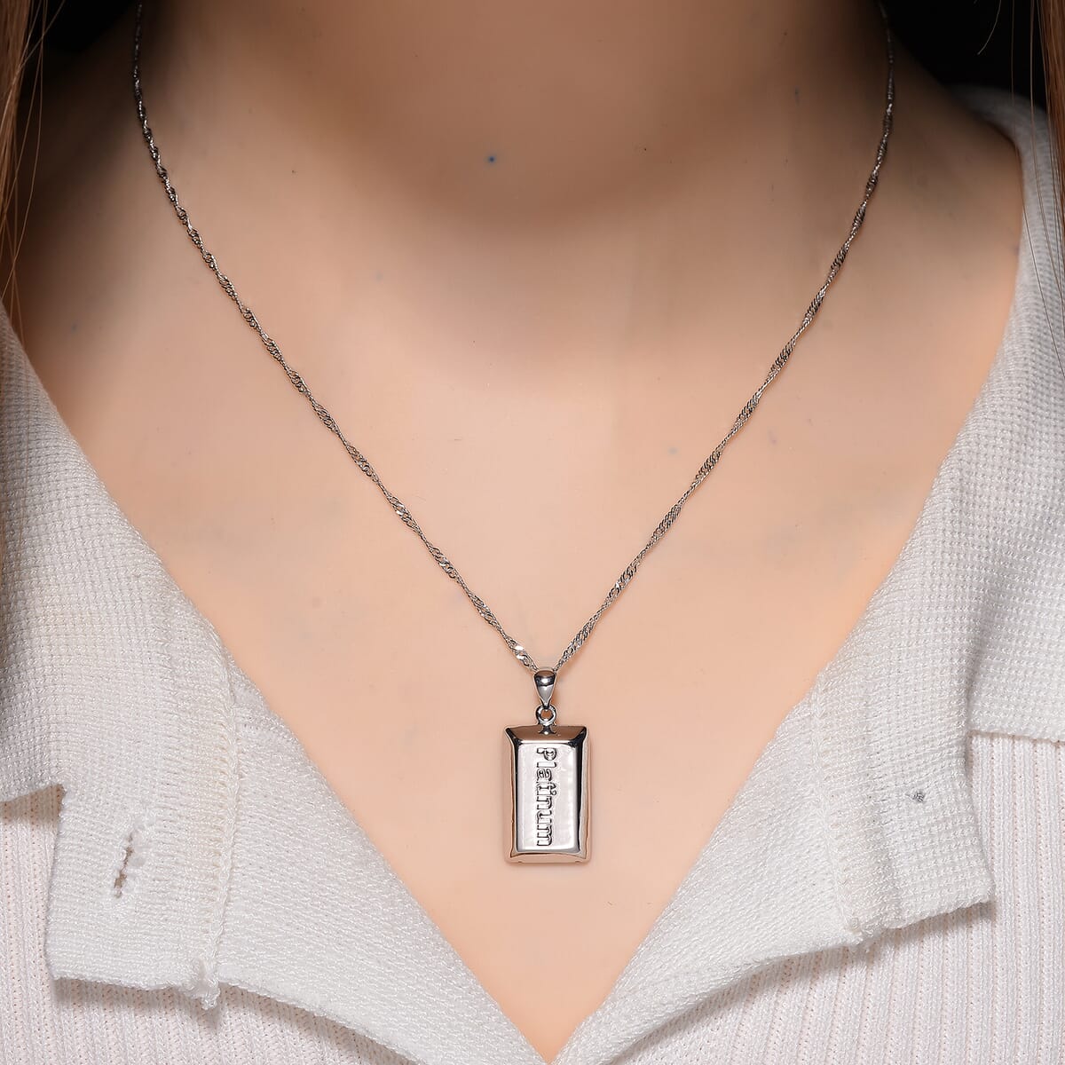 Bar Pendant Necklace in 950 Platinum 6.30 Grams 18 Inches image number 1