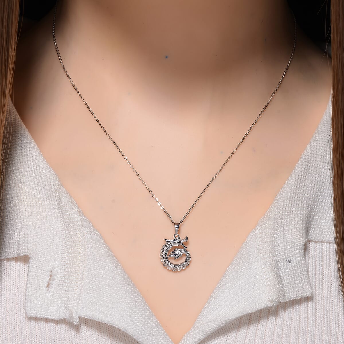 Dragon Pendant Necklace in 950 Platinum 5.97 Grams 18 Inches image number 1