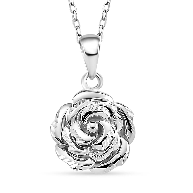 Rose Pendant Necklace in 950 Platinum 4.02 Grams 18 Inches