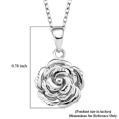 Rose Pendant Necklace in 950 Platinum 4.02 Grams 18 Inches