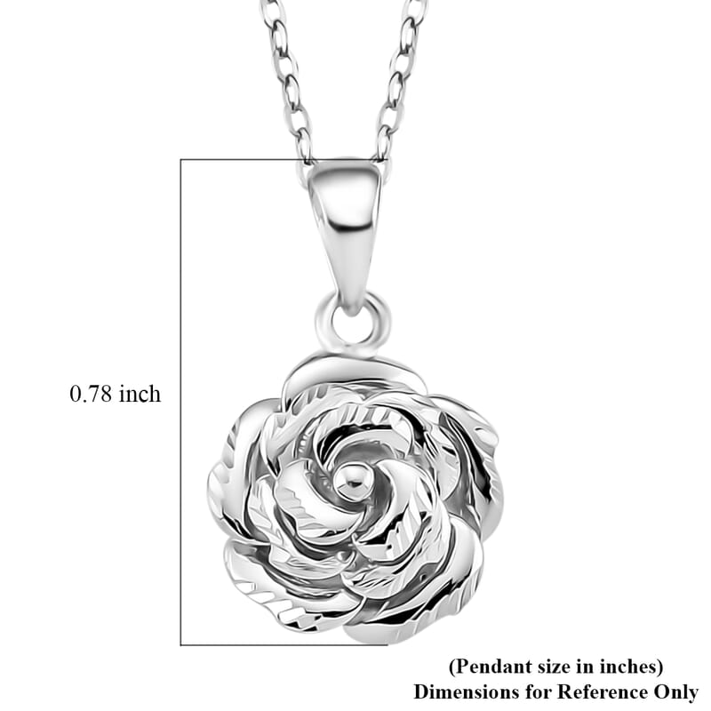 Rose Pendant Necklace in 950 Platinum 4.02 Grams 18 Inches