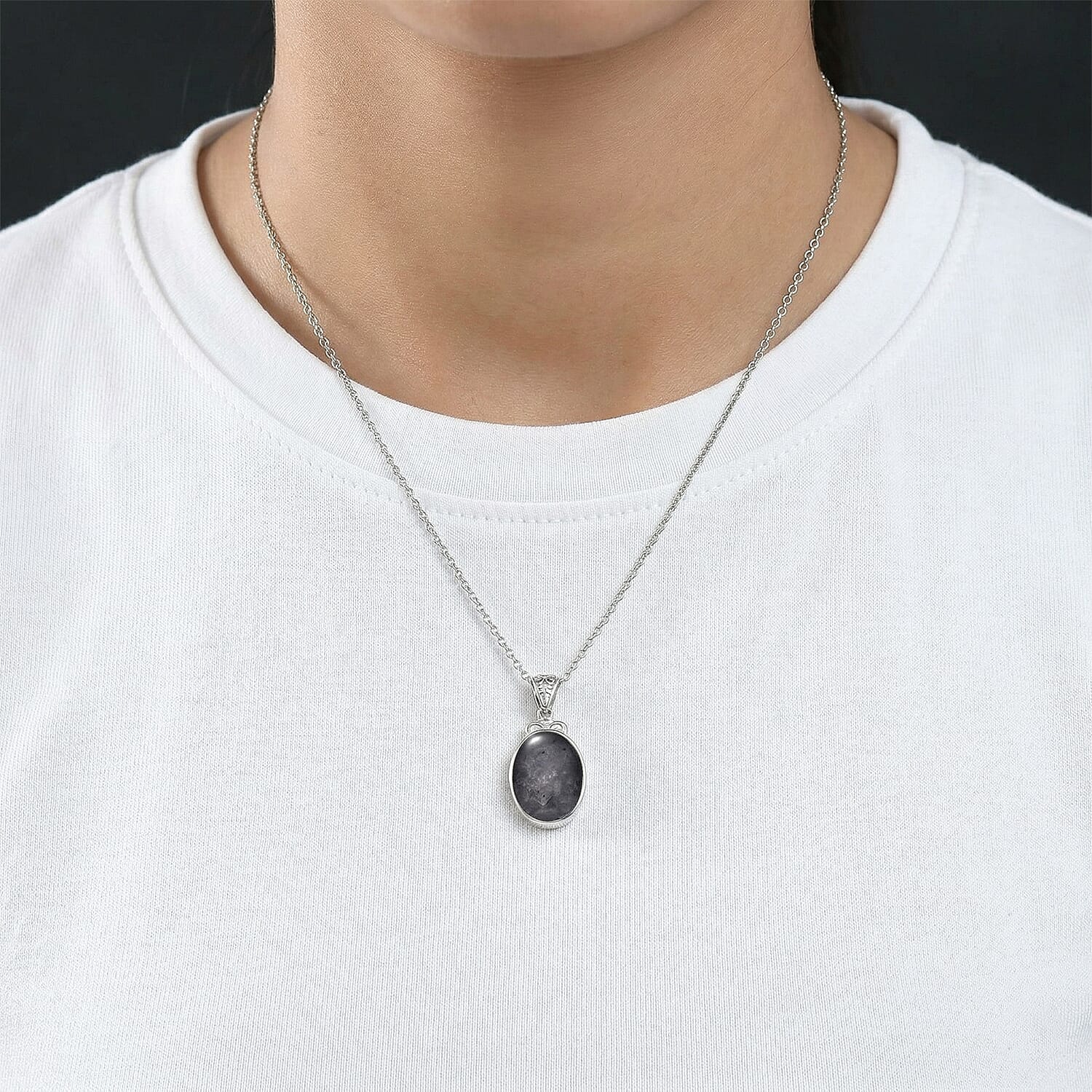 Tanzanite 7.00 ctw Pendant Necklace 20 Inches in Stainless Steel