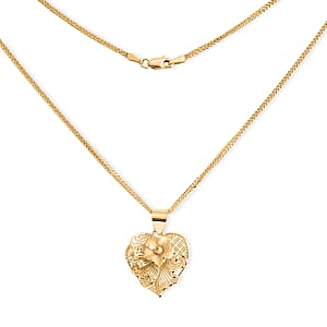 Blossom Heart Pendant Necklace in 10K Yellow Gold 20 Inches 3 Grams