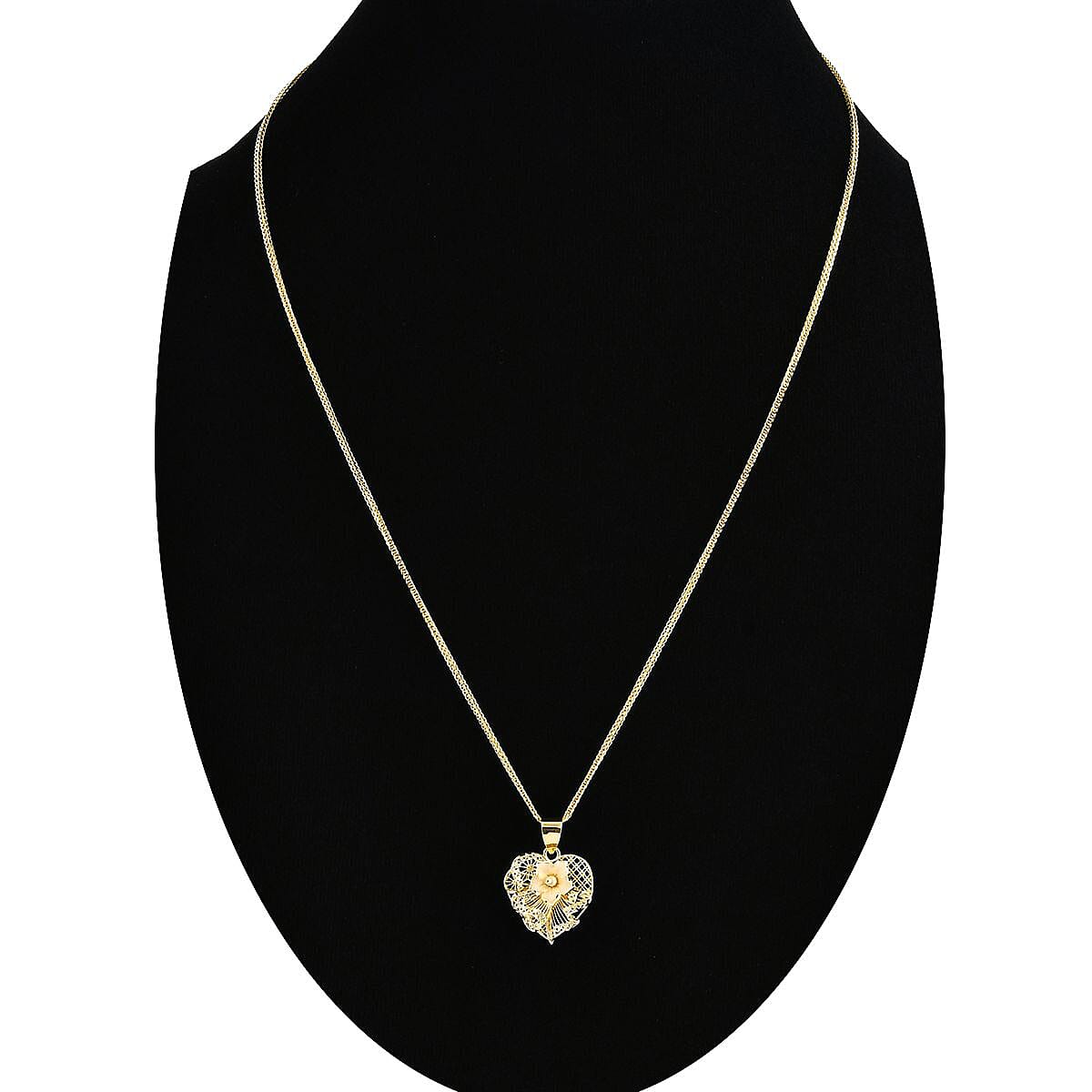 Blossom Heart Pendant Necklace in 10K Yellow Gold 20 Inches 3 Grams image number 2