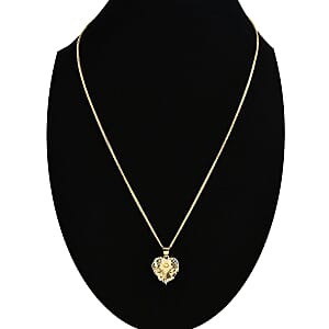 Blossom Heart Pendant Necklace in 10K Yellow Gold 20 Inches 3 Grams