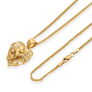 Blossom Heart Pendant Necklace in 10K Yellow Gold 20 Inches 3 Grams