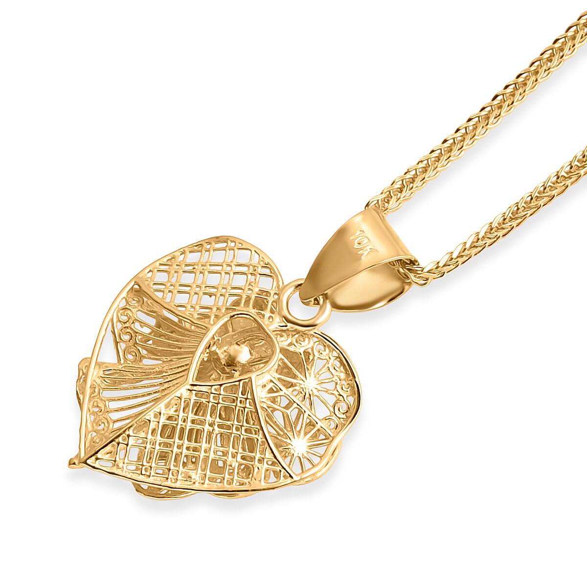 Blossom Heart Pendant Necklace in 10K Yellow Gold 20 Inches 3 Grams image number 4