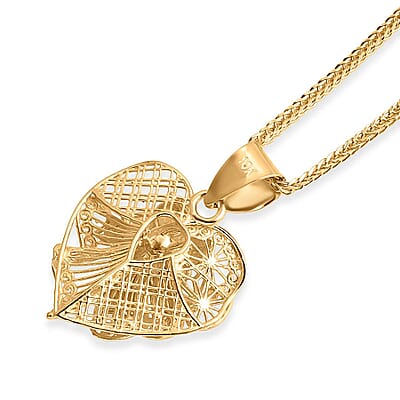 Blossom Heart Pendant Necklace in 10K Yellow Gold 20 Inches 3 Grams