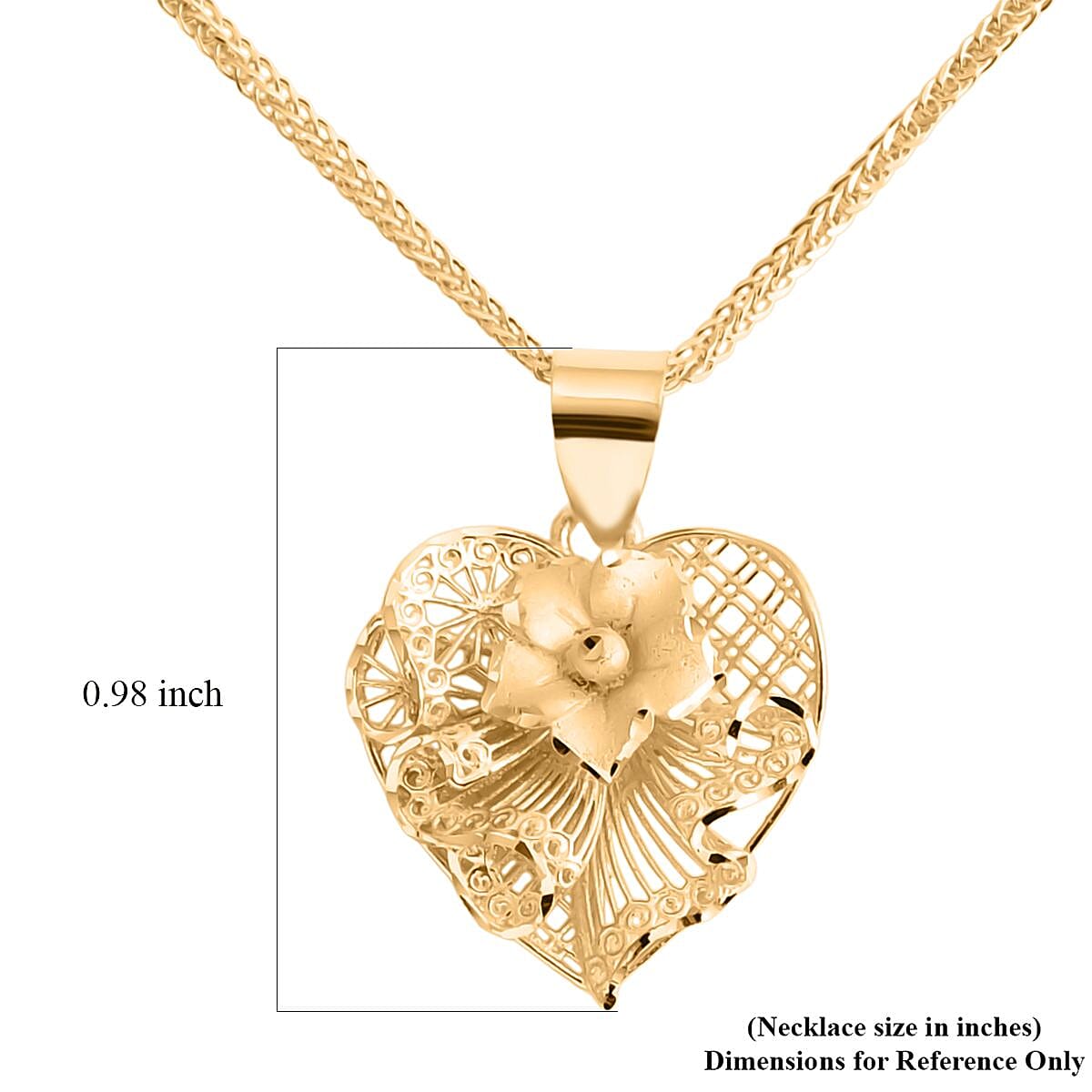 Blossom Heart Pendant Necklace in 10K Yellow Gold 20 Inches 3 Grams image number 6