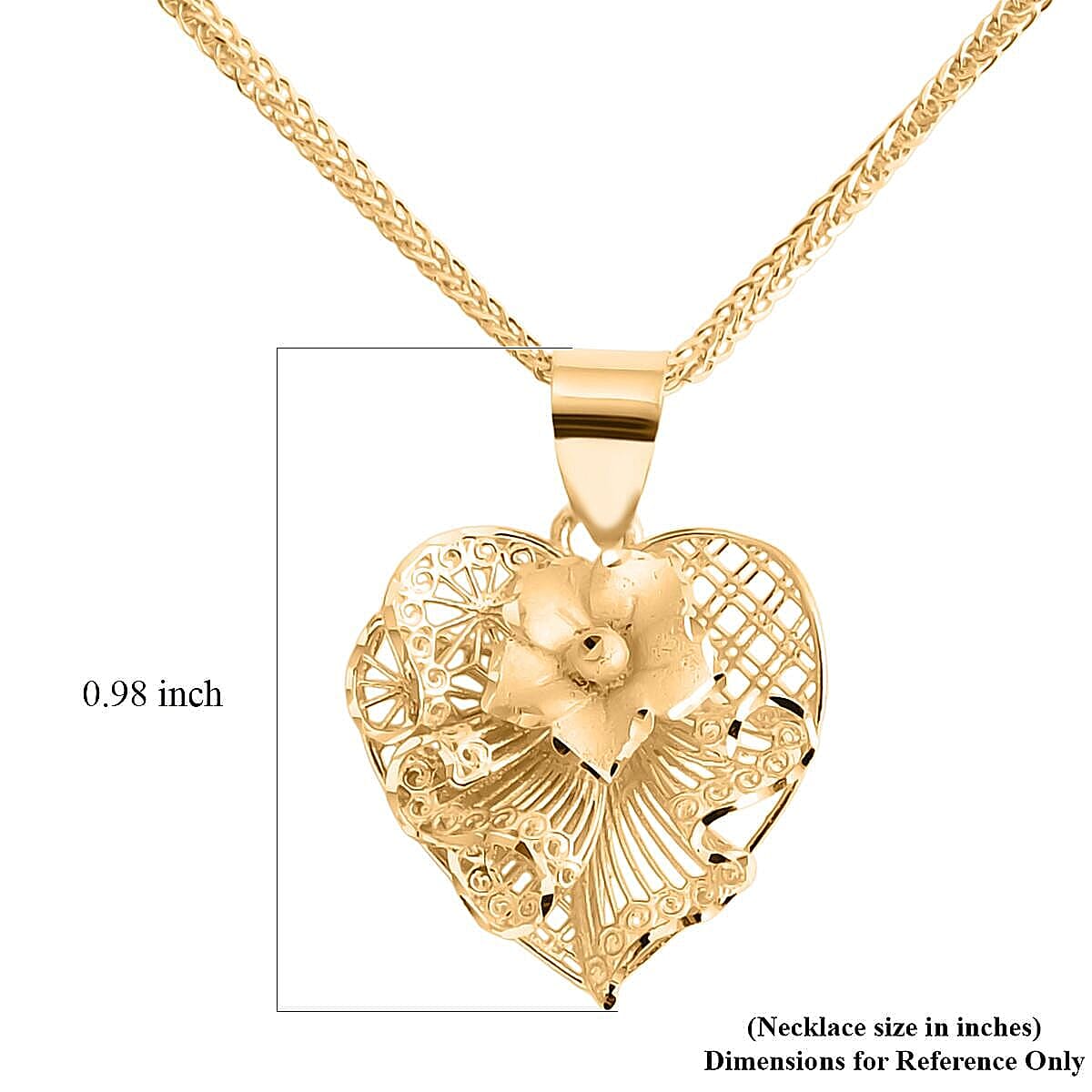 Blossom Heart Pendant Necklace in 10K Yellow Gold 20 Inches 3 Grams