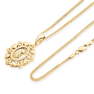 Golden Our Lady of Guadalupe Pendant Necklace in 10K Yellow Gold 4.13 Grams 20 Inches