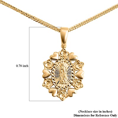 Golden Our Lady of Guadalupe Pendant Necklace in 10K Yellow Gold 4.13 Grams 20 Inches