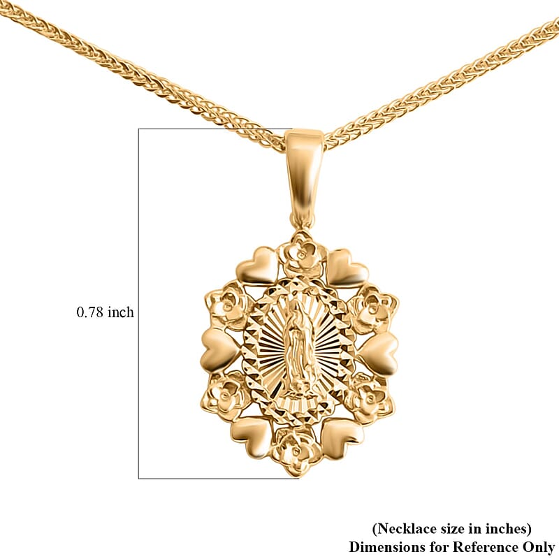 Golden Our Lady of Guadalupe Pendant Necklace in 10K Yellow Gold 4.13 Grams 20 Inches