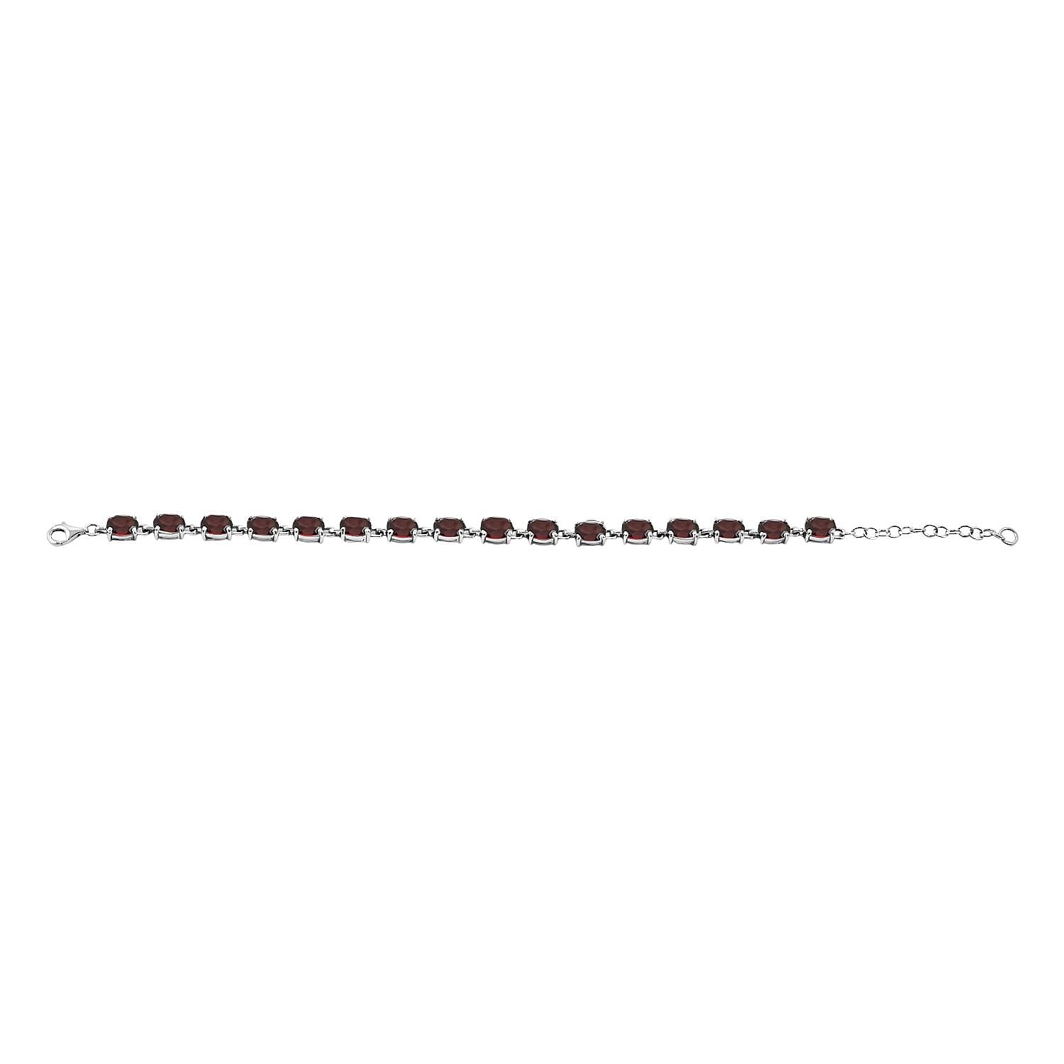 Mozambique Garnet, White Topaz 16.50 ctw Bracelet (7.0-8.50In), Ring (Size 6.0), Stud Earrings and Pendant without Chain in Rhodium Over Sterling Silver