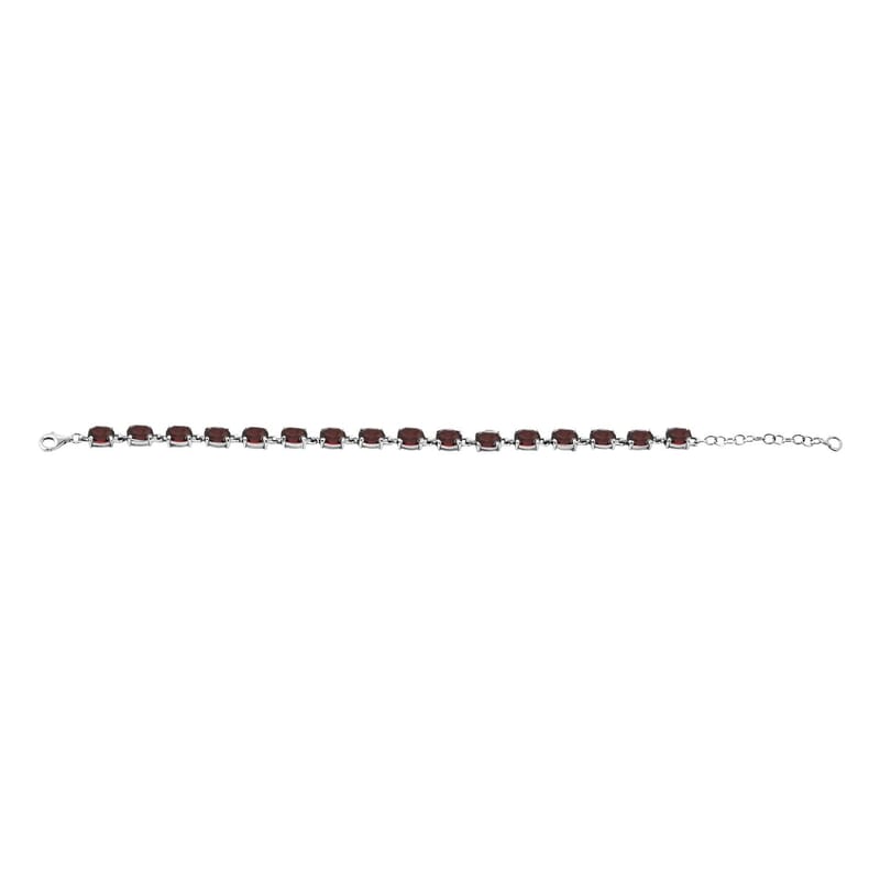 Mozambique Garnet, White Topaz 16.50 ctw Bracelet (7.0-8.50In), Ring (Size 6.0), Stud Earrings and Pendant without Chain in Rhodium Over Sterling Silver