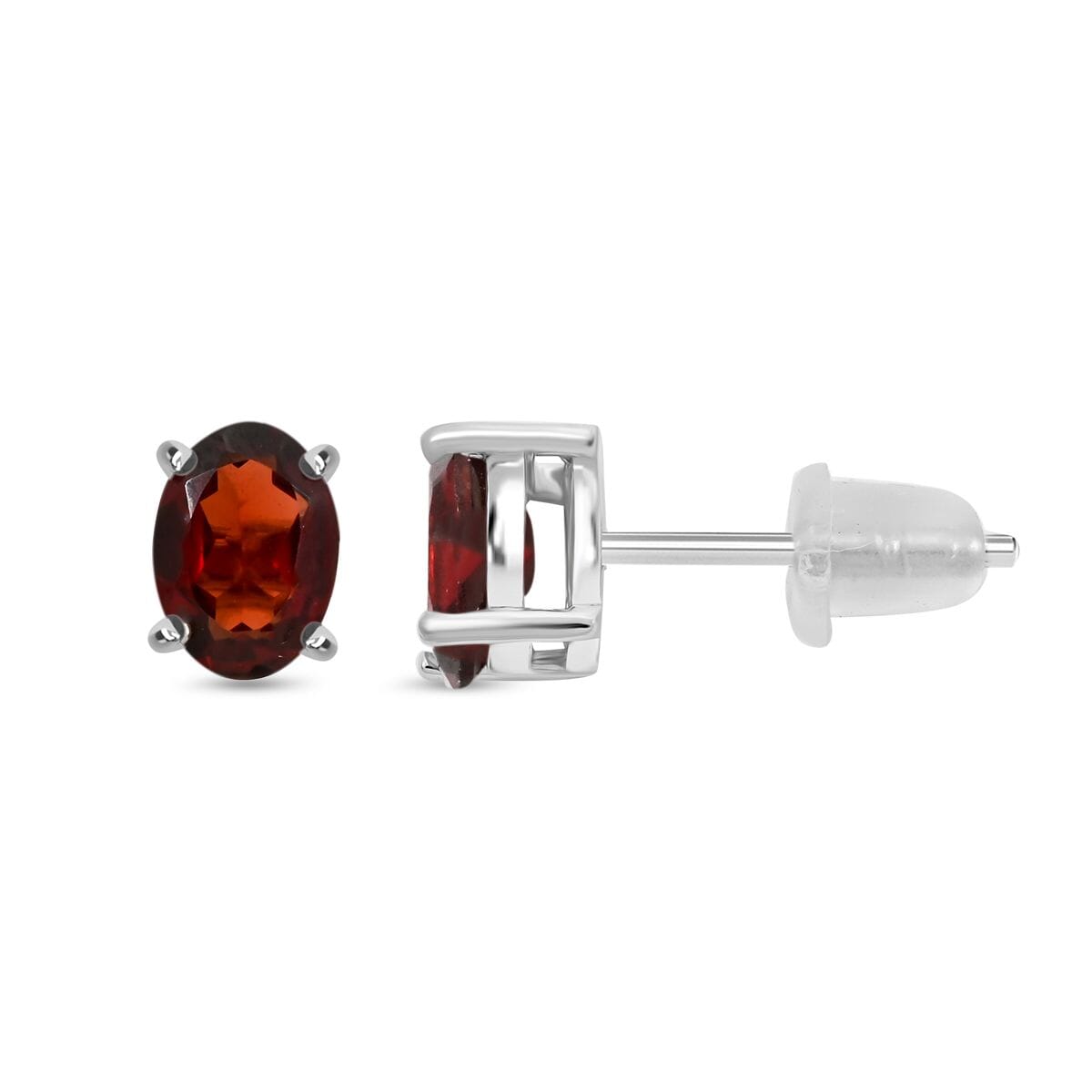 Mozambique Garnet, White Topaz 16.50 ctw Bracelet (7.0-8.50In), Ring (Size 10.0), Stud Earrings and Pendant in Rhodium Over Sterling Silver  image number 5