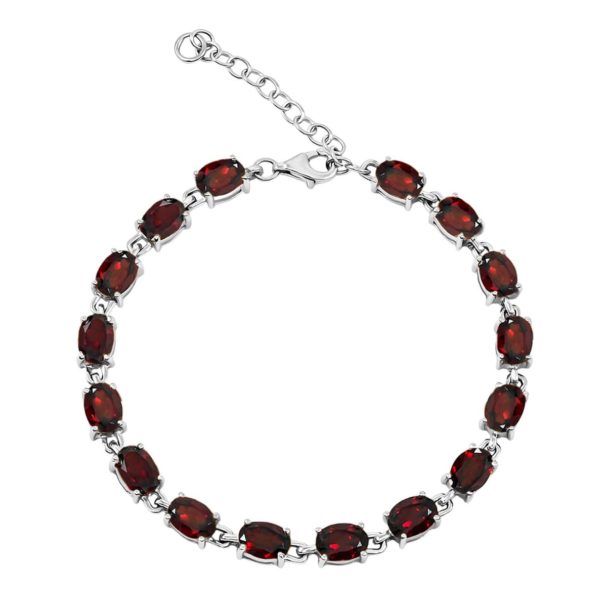 Mozambique Garnet, White Topaz 16.50 ctw Bracelet (7.0-8.50In), Ring (Size 10.0), Stud Earrings and Pendant in Rhodium Over Sterling Silver  image number 6