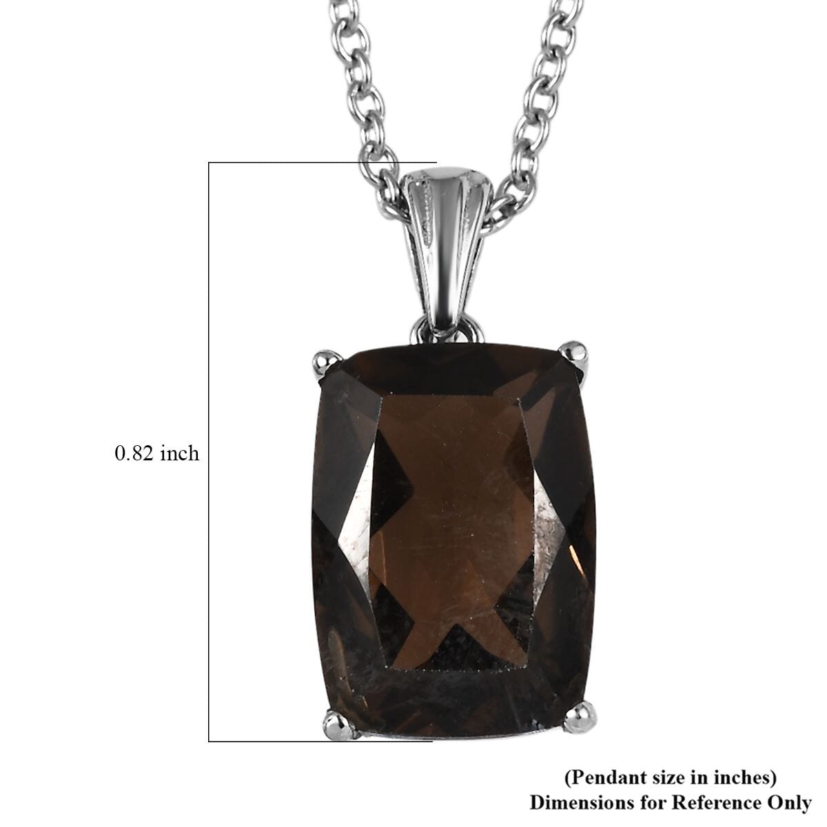 Ever True Brazilian Smoky Quartz 6.35 ctw Solitaire Pendant Necklace 20 Inches in Stainless Steel  image number 5