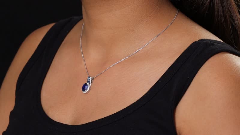 D'Joy Premium Kashmir Kyanite and Multi Gemstone 4.00 ctw Celestial Harmony Pendant Necklace in Rhodium Over Sterling Silver 20 Inches