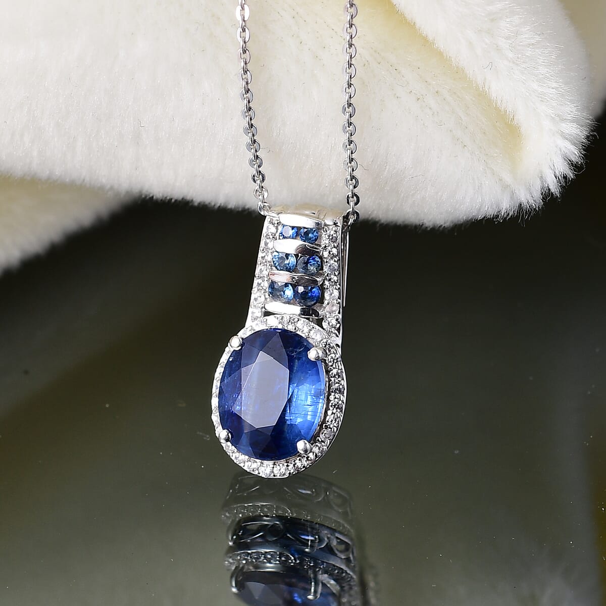 D'Joy Premium Kashmir Kyanite and Multi Gemstone 4.00 ctw Celestial Harmony Pendant Necklace in Rhodium Over Sterling Silver 20 Inches image number 1