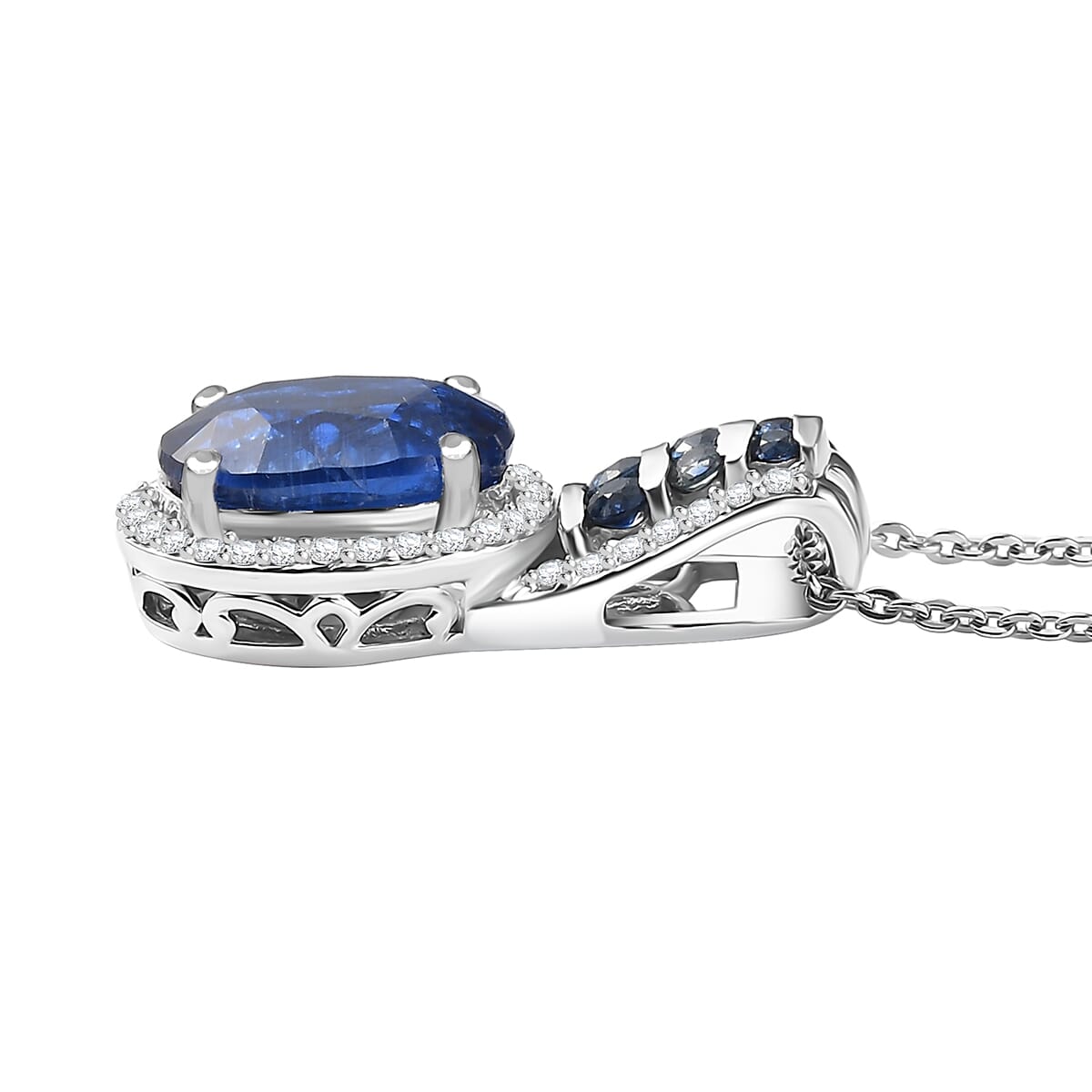 D'Joy Premium Kashmir Kyanite and Multi Gemstone 4.00 ctw Celestial Harmony Pendant Necklace in Rhodium Over Sterling Silver 20 Inches image number 3