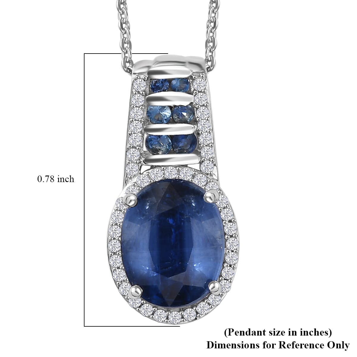 D'Joy Premium Kashmir Kyanite and Multi Gemstone 4.00 ctw Celestial Harmony Pendant Necklace in Rhodium Over Sterling Silver 20 Inches image number 6