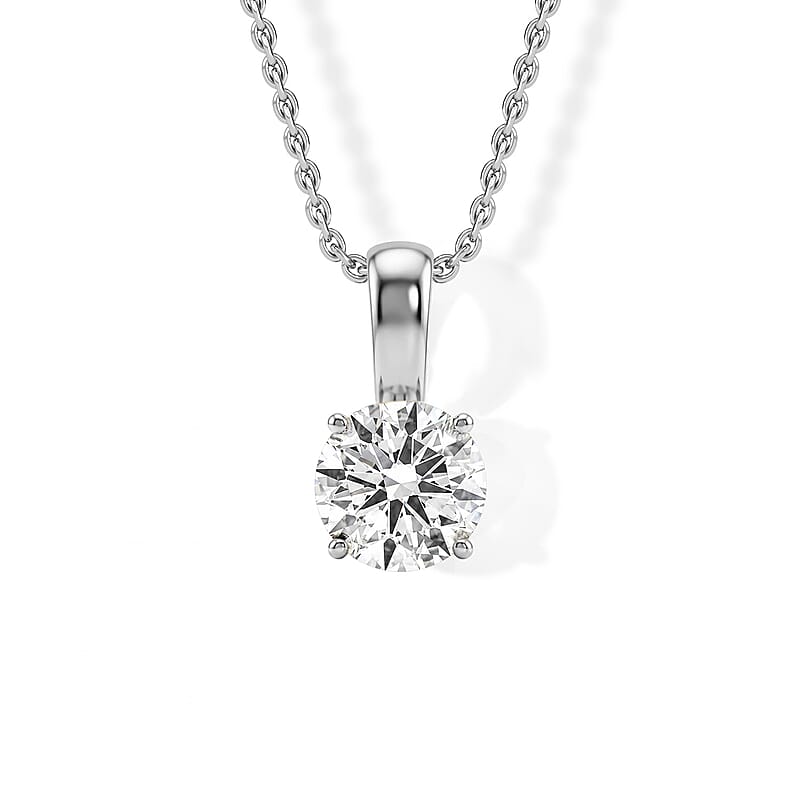 Luxuriant Lab Grown Diamond E-F VS 0.50 ctw Solitaire Pendant Necklace in 10K White Gold 20 Inches